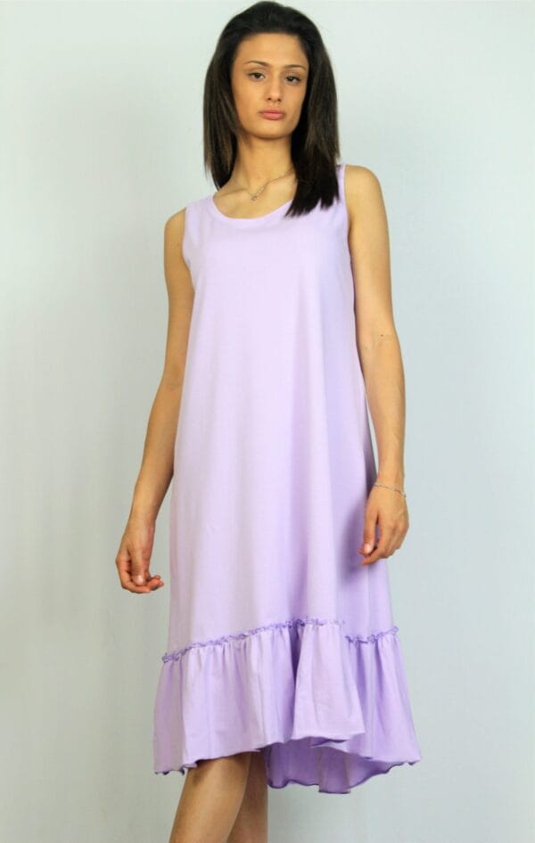 Асиметрична памучна рокля лилава - Image 5