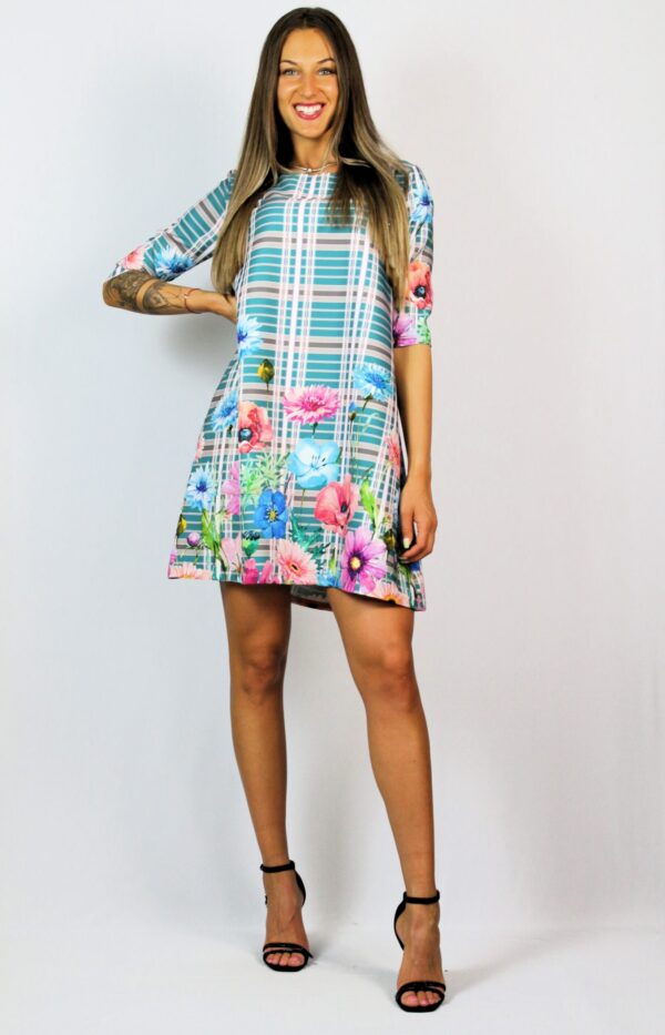 Свободна рокля с бордюр ментово зелено - Image 7