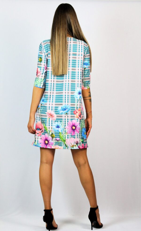 Свободна рокля с бордюр ментово зелено - Image 6