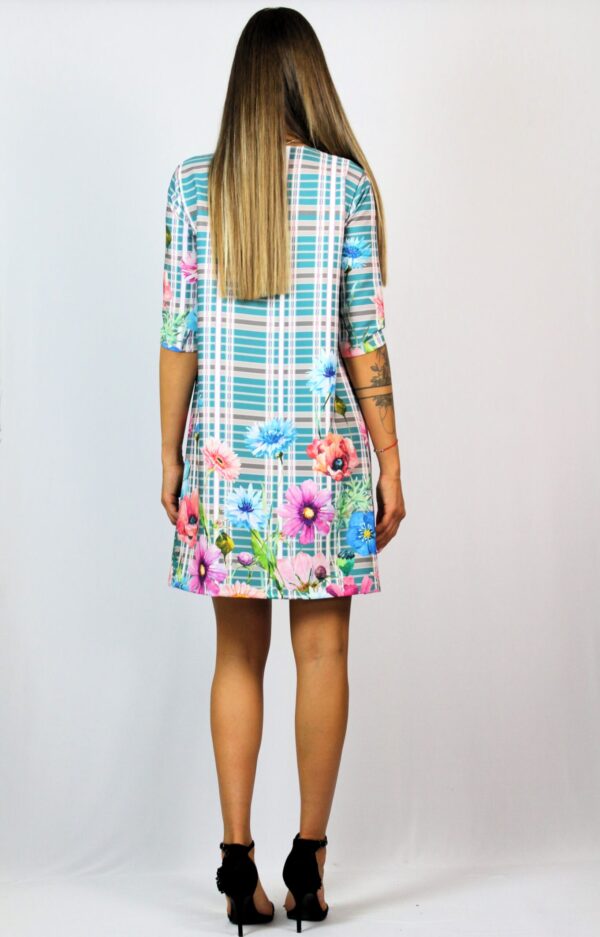 Свободна рокля с бордюр ментово зелено - Image 8