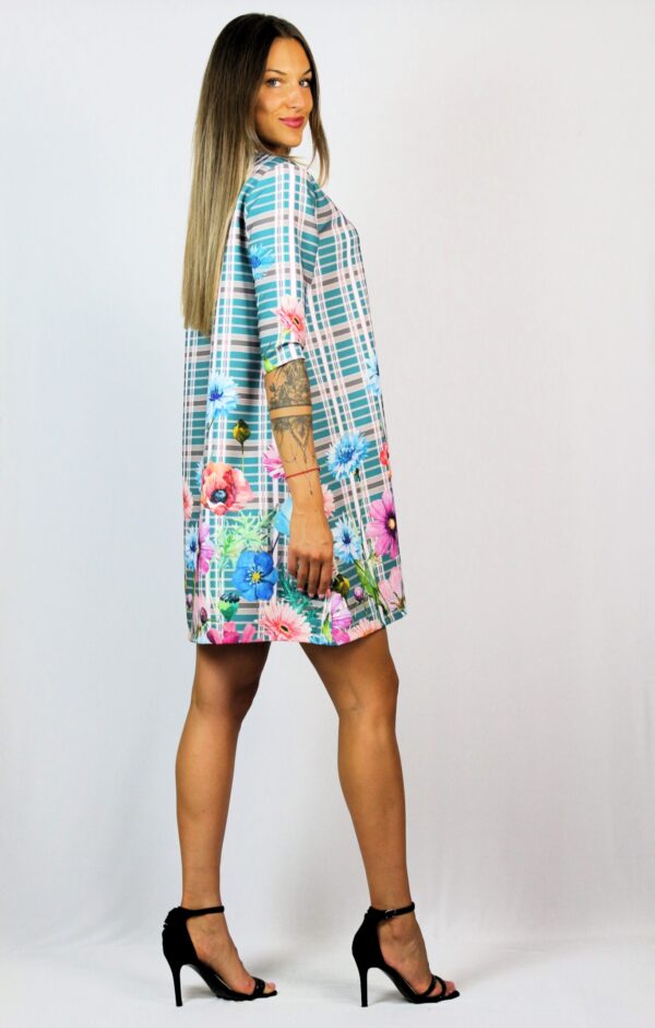 Свободна рокля с бордюр ментово зелено - Image 9