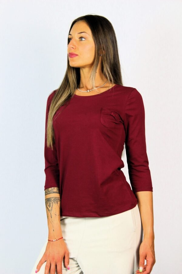 Блуза с три-четвърт ръкав бордо - Image 1