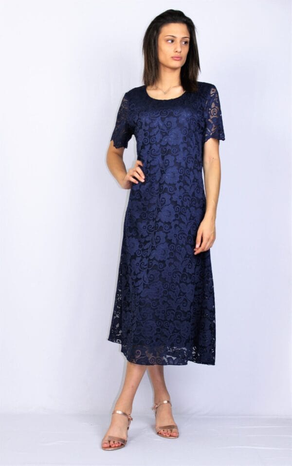 Дантелена рокля тъмносиня - Image 5