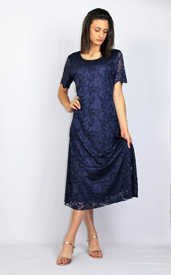 Дантелена рокля тъмносиня - Image 7