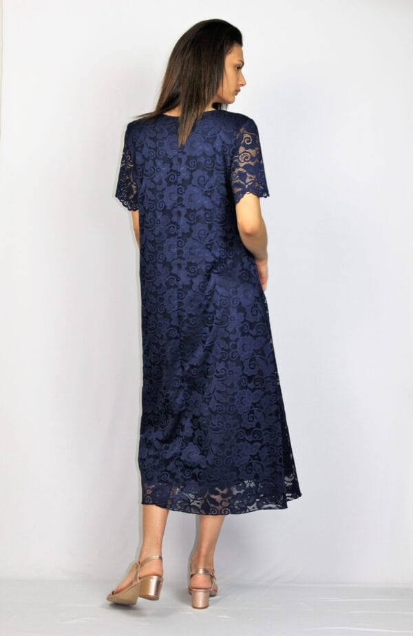 Дантелена рокля тъмносиня - Image 3