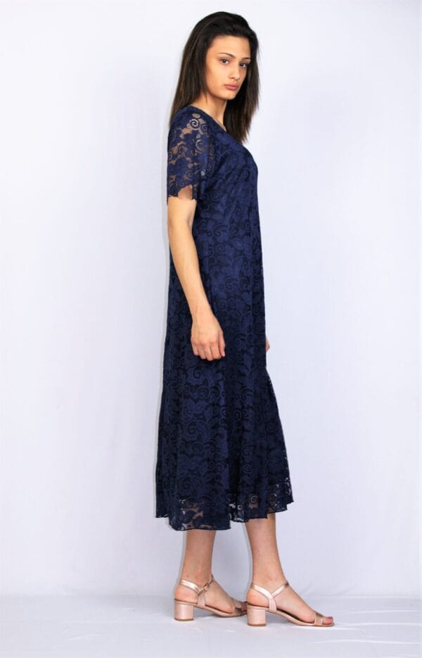 Дантелена рокля тъмносиня - Image 4