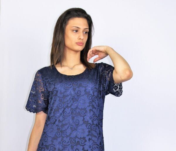 Дантелена рокля тъмносиня - Image 6