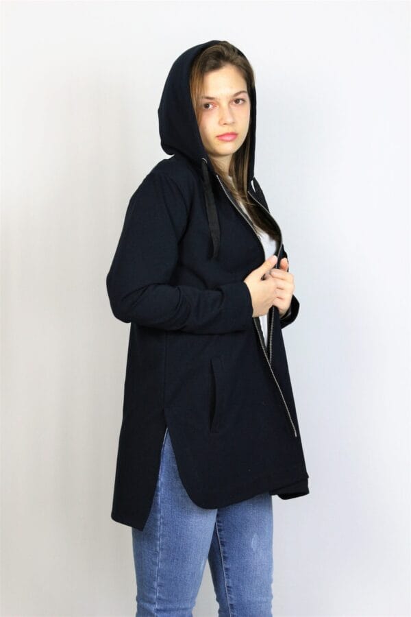 Жилетка - суитшърт с цип  тъмносиня - Image 10