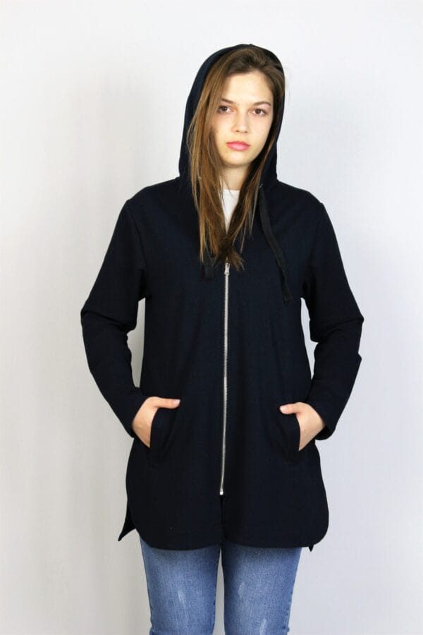 Жилетка - суитшърт с цип  тъмносиня - Image 9