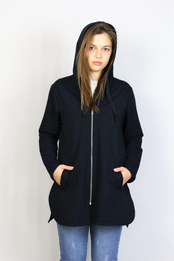 Жилетка - суитшърт с цип  тъмносиня - Image 8