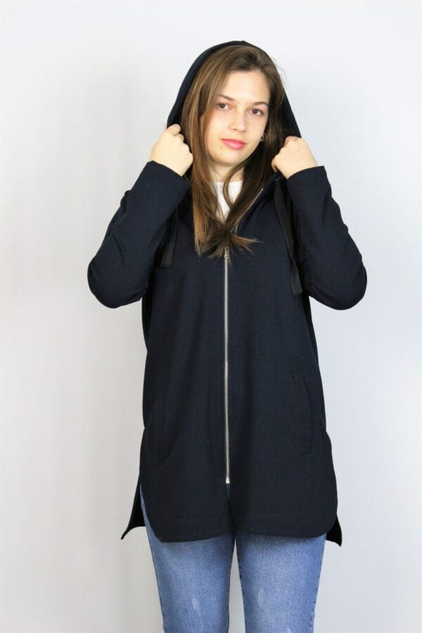 Жилетка - суитшърт с цип  тъмносиня - Image 7