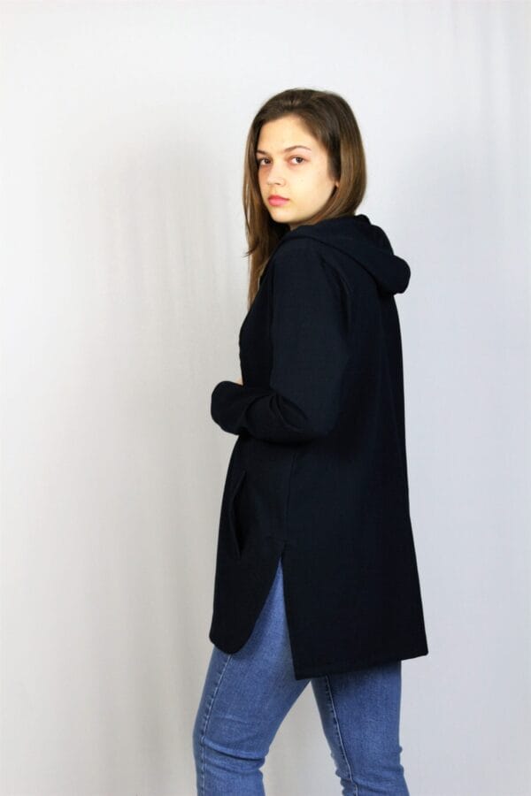 Жилетка - суитшърт с цип  тъмносиня - Image 4