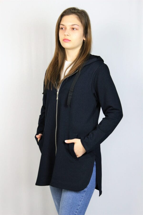 Жилетка - суитшърт с цип  тъмносиня - Image 3