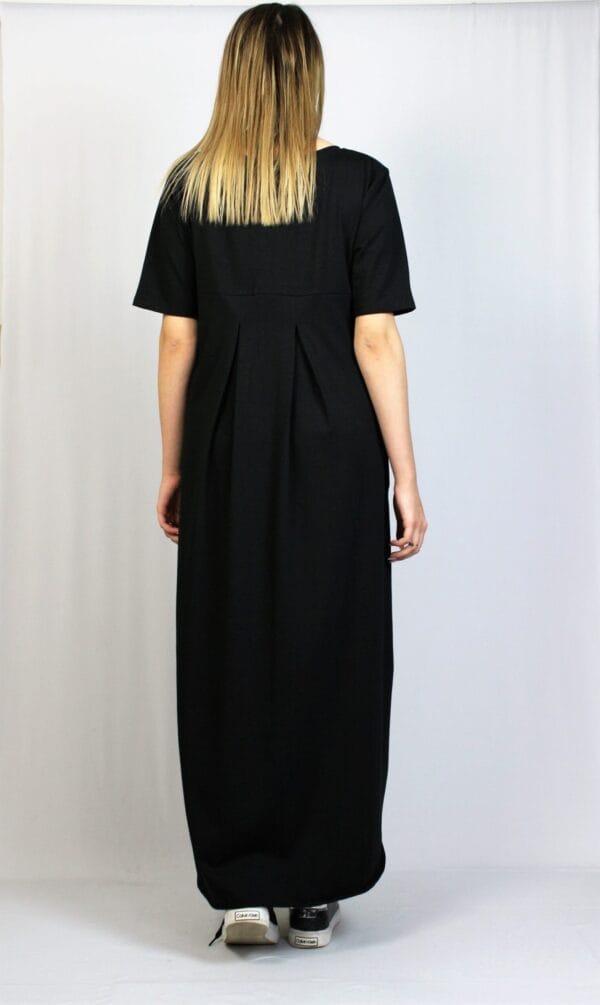 Дълга памучна рокля черна - Image 7