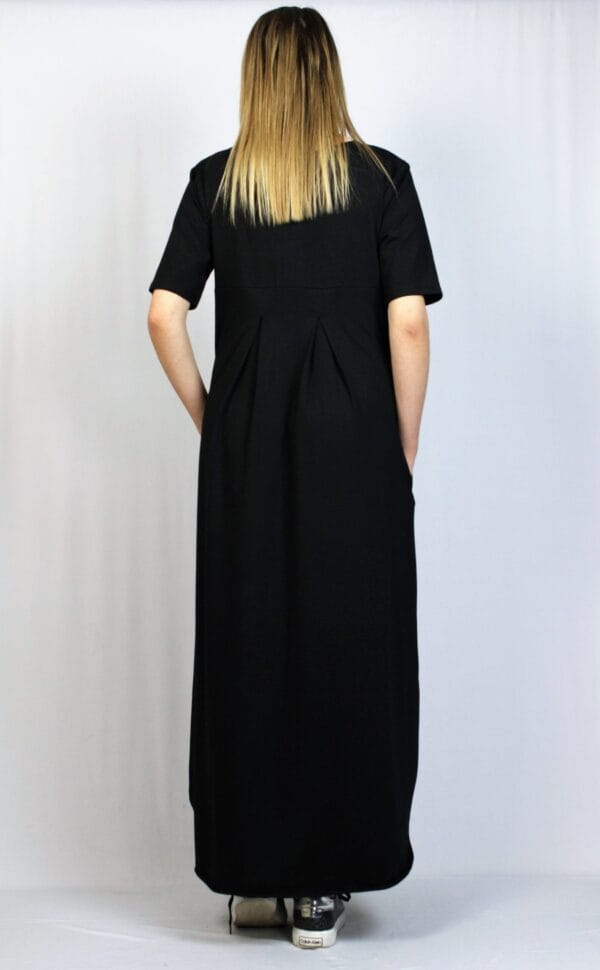 Дълга памучна рокля черна - Image 4