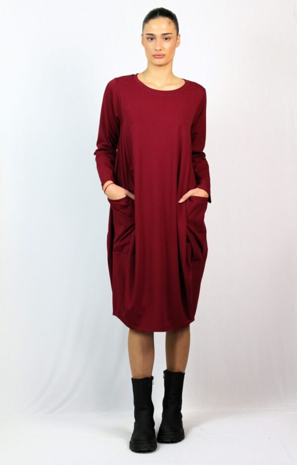 Рокля тип балон бордо - Image 3