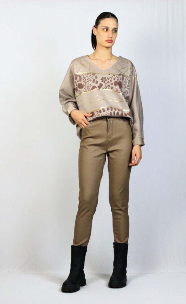 Кожен панталон тъмно бежово - Image 6