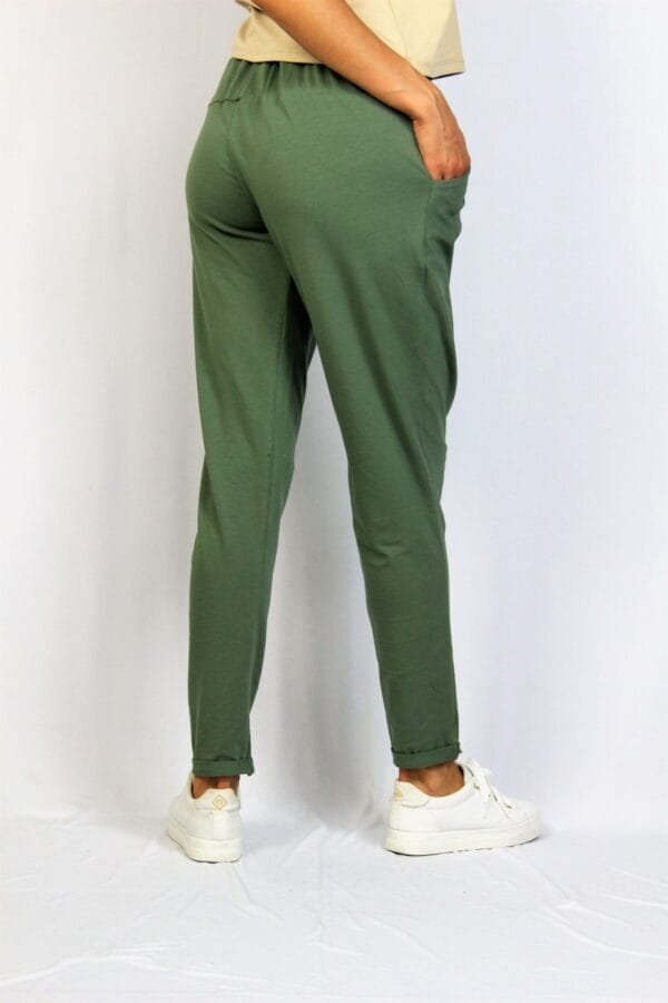 Панталон с прехвърляне каки - Image 9