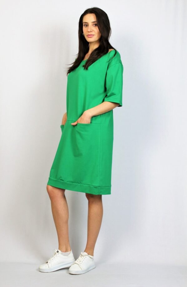 Памучна свободна рокля зелена - Image 6