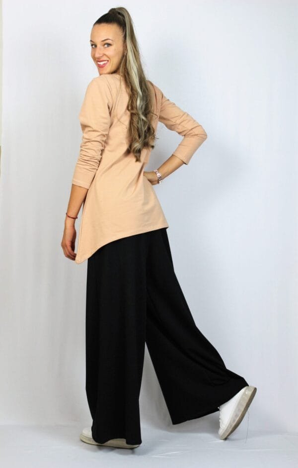 Панталон разкроен черен - Image 7