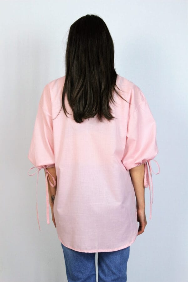 Риза с широк ръкав розова - Image 4