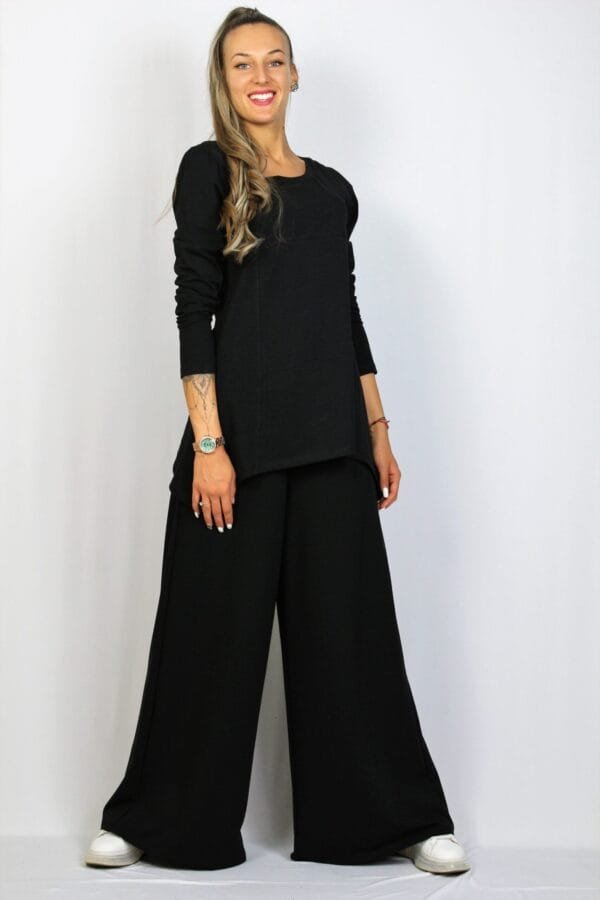 Панталон разкроен черен - Image 10