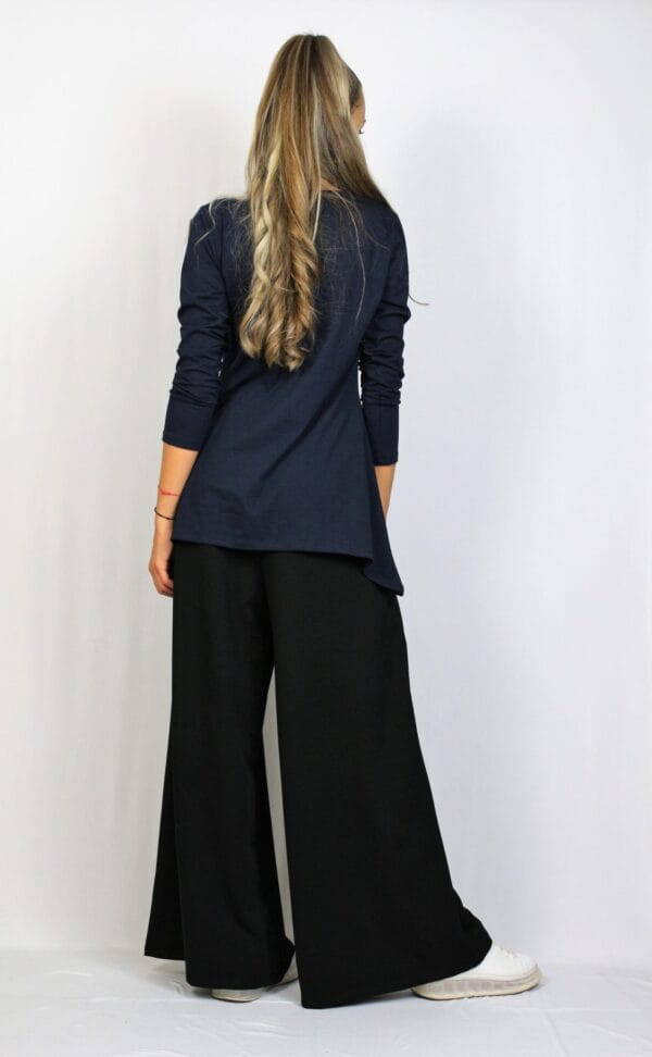 Асиметрична туника с дълъг ръкав тъмносиня - Image 7