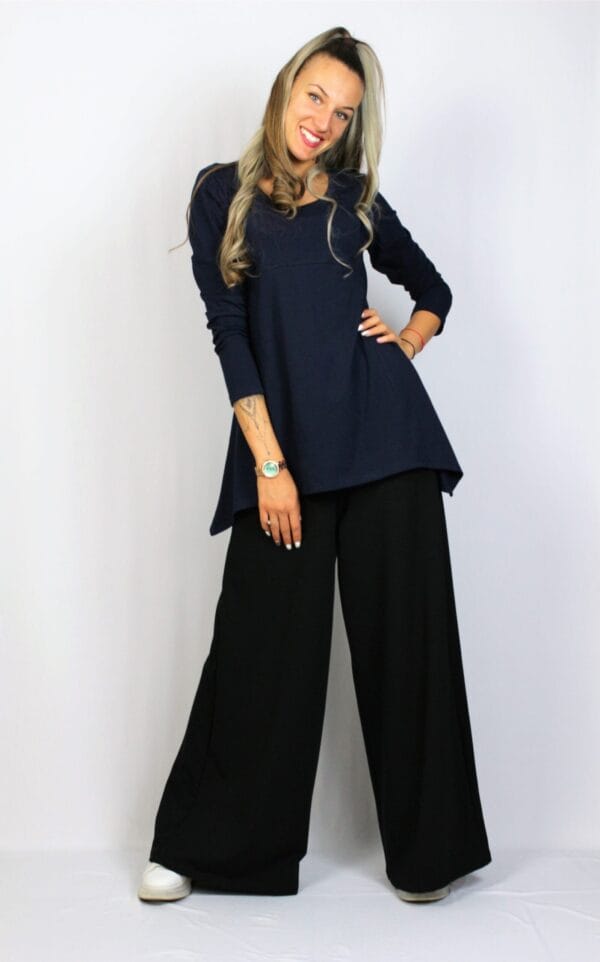 Асиметрична туника с дълъг ръкав тъмносиня - Image 8