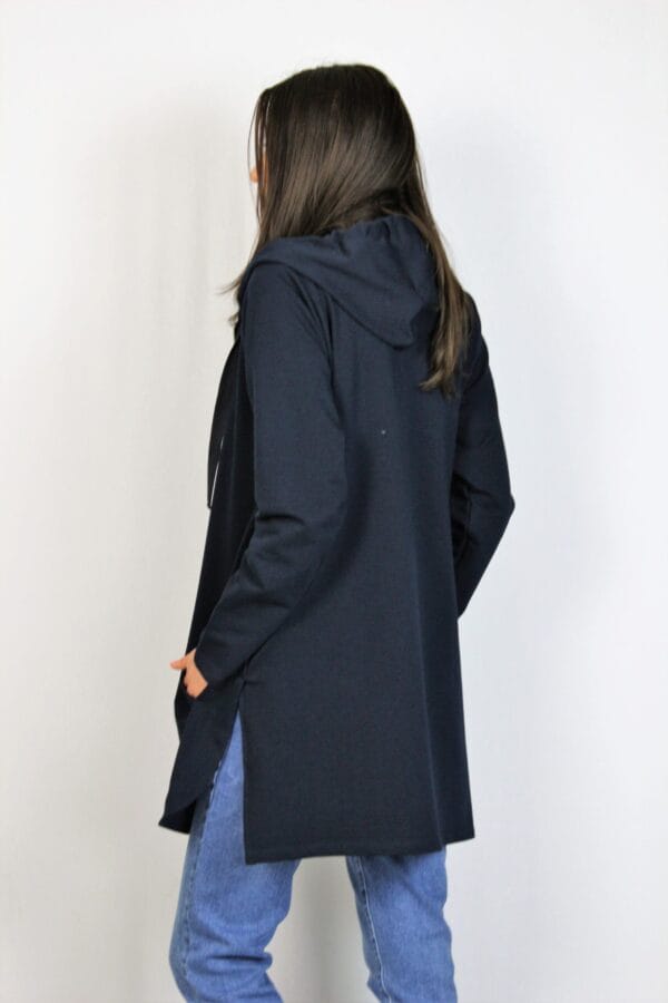 Жилетка - суитшърт с цип тъмносиня - Image 4