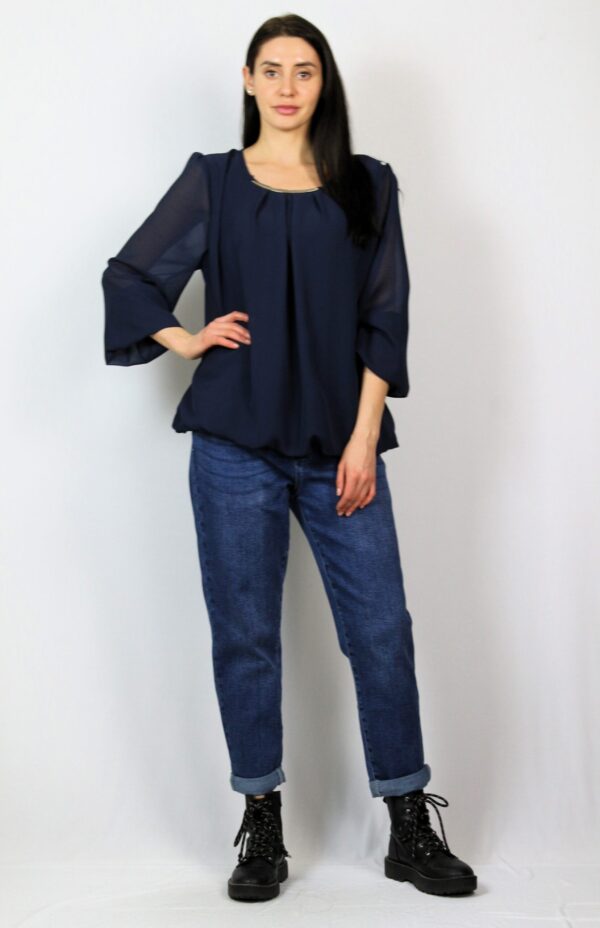 Блуза шифон тъмносиня - Image 3