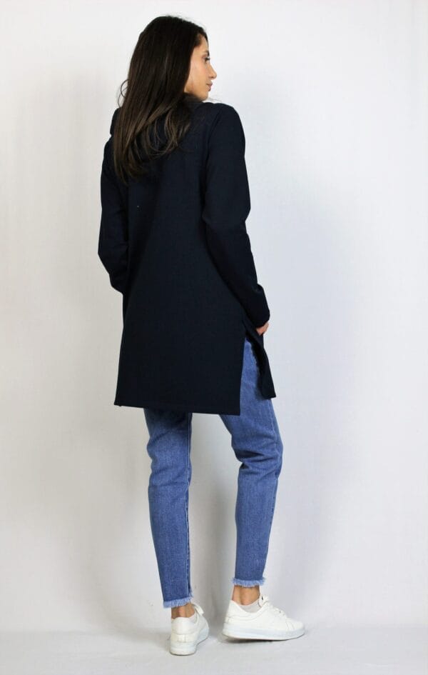 Жилетка - суитшърт с цип тъмносиня - Image 5