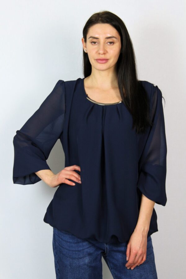 Блуза шифон тъмносиня - Image 4