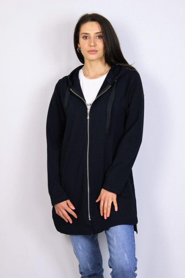 Жилетка - суитшърт с цип тъмносиня - Image 8