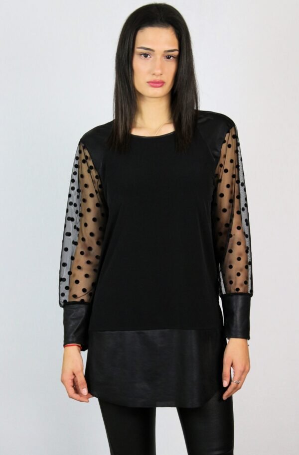 Туника с тюл точки и кожа - Image 3