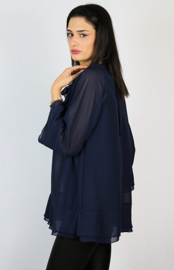 Туника шифон с двойни къдри тъмносиня - Image 7