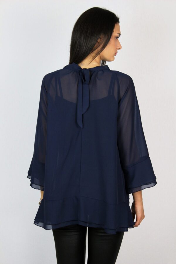 Туника шифон с двойни къдри тъмносиня - Image 5