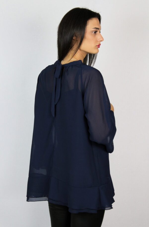 Туника шифон с двойни къдри тъмносиня - Image 6