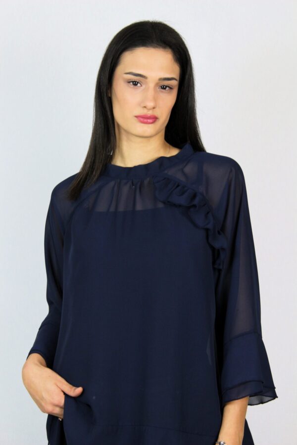 Туника шифон с двойни къдри тъмносиня - Image 8