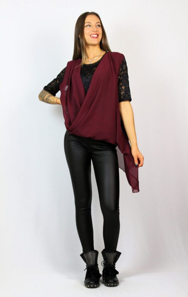 Туника шифон бордо и дантела - Image 8