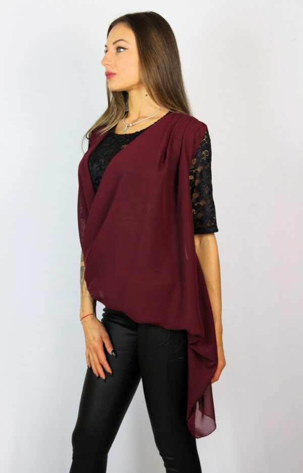 Туника шифон бордо и дантела - Image 9