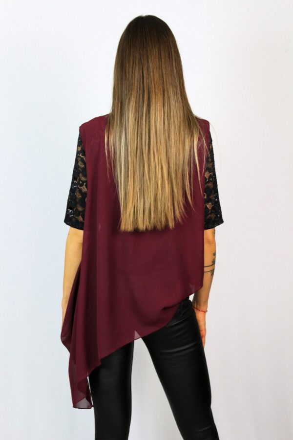 Туника шифон бордо и дантела - Image 4