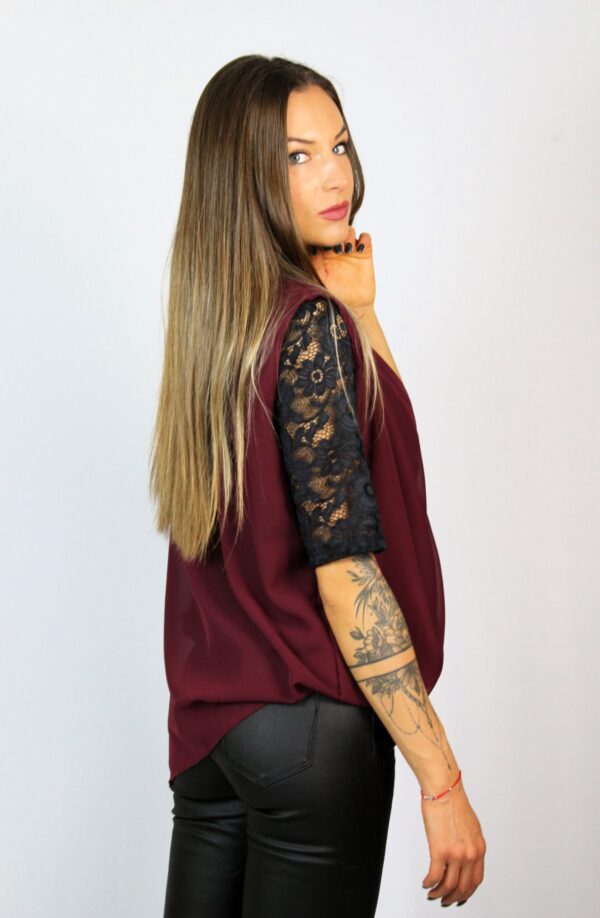Туника шифон бордо и дантела - Image 5