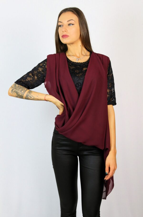 Туника шифон бордо и дантела - Image 6