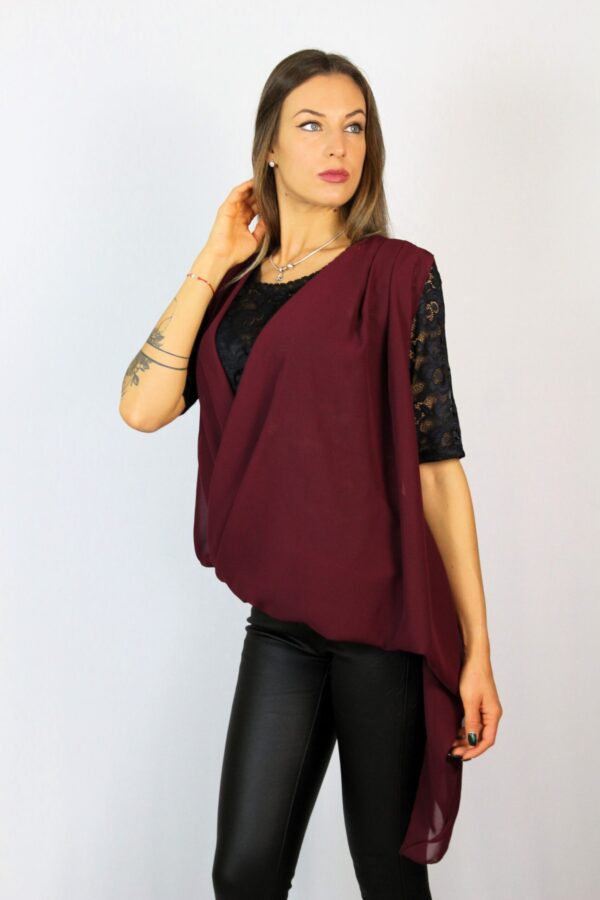Туника шифон бордо и дантела - Image 3