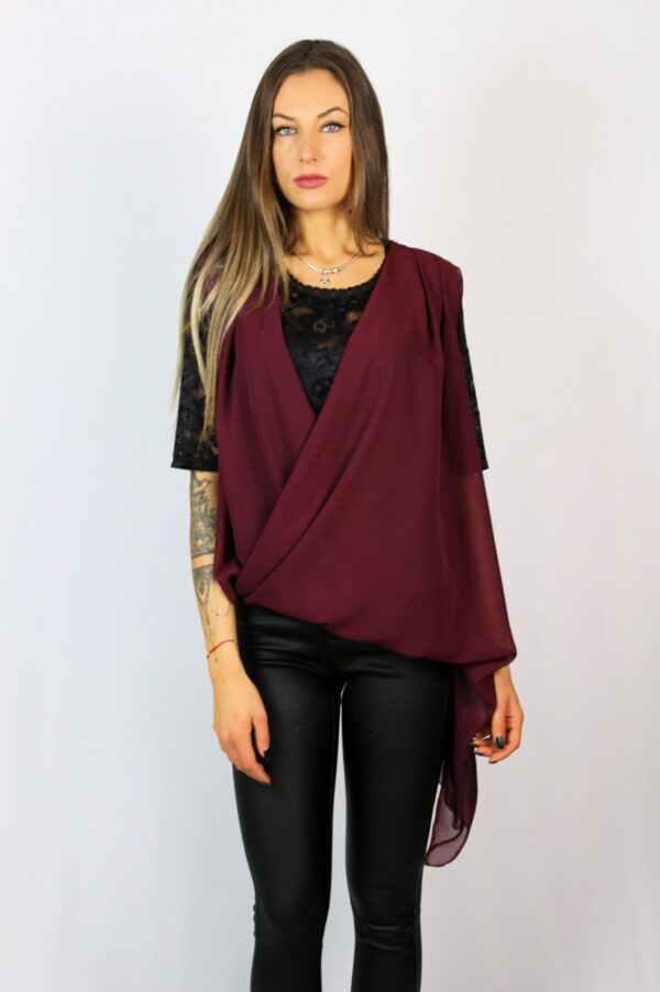 Туника шифон бордо и дантела - Image 7