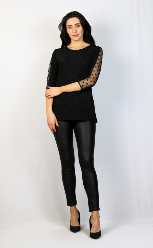 Блуза с кант от тюл и черно ламе - Image 3