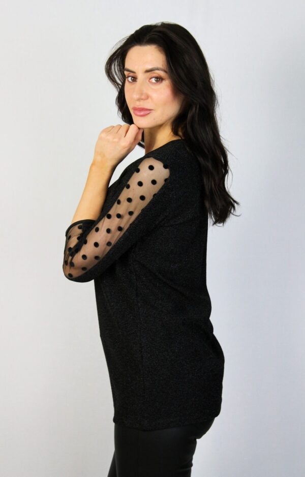 Блуза с кант от тюл и черно ламе - Image 4