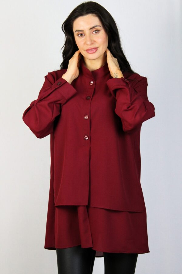Риза с двойна предница бордо - Image 3
