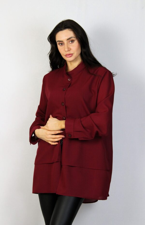Риза с двойна предница бордо - Image 10