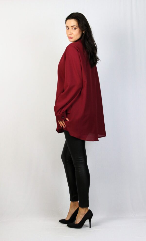 Риза с двойна предница бордо - Image 4